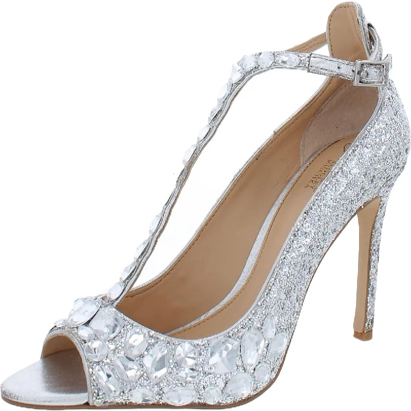 Badgley Mischka Womens Conroy Glitter Stilettos Dress Sandals