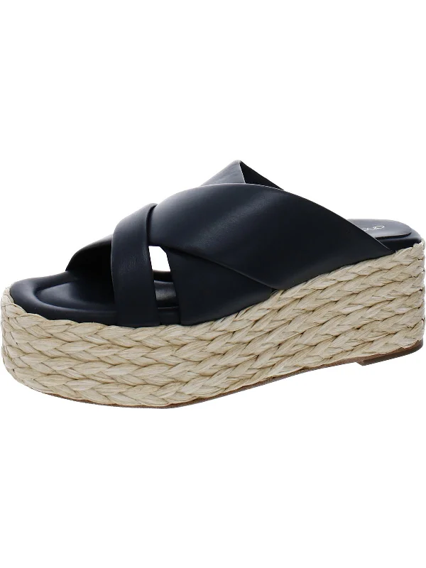 Calesa Womens Leather Slip-On Flatform Sandals