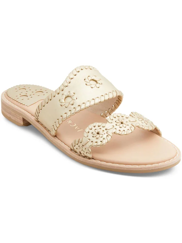 Caroline Womens Leather Slip-On Slide Sandals