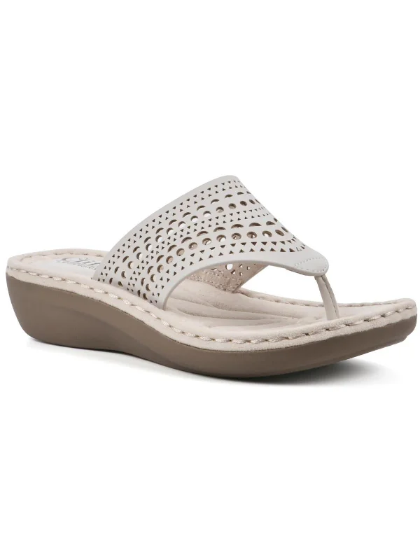 Casual Yet Chic Sales Compact Womens Faux Leather Wedge Slide Sandals