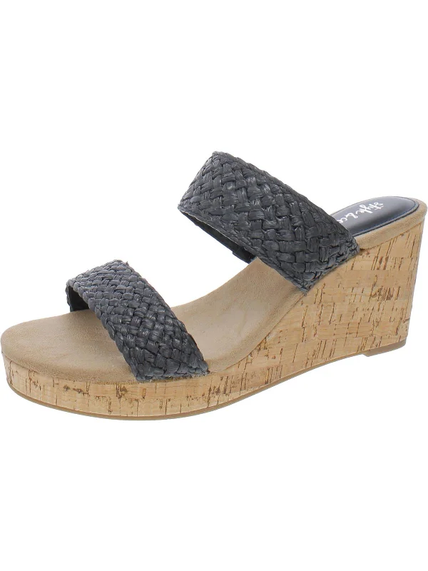 Daliaa Womens Faux Leather Woven Wedge Sandals