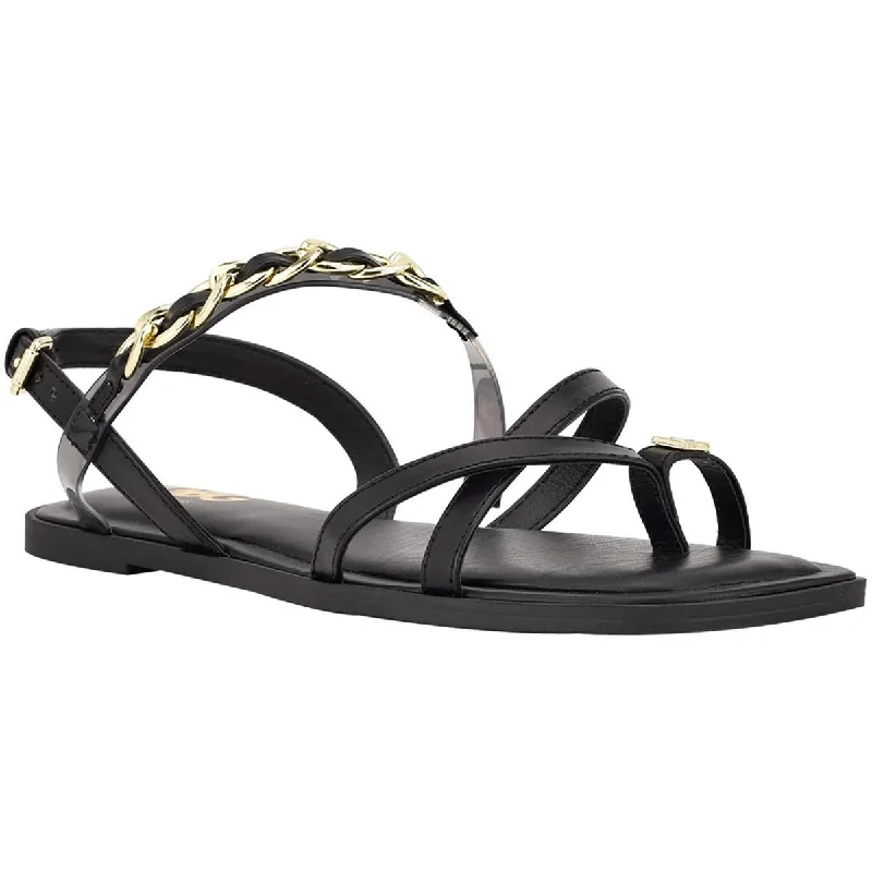 GBG Los Angeles Womens Resia  Buckle Chain Thong Sandals