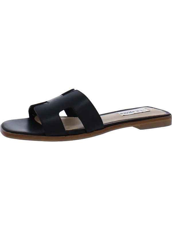 Hadyn Womens Leather Open Toe Slide Sandals