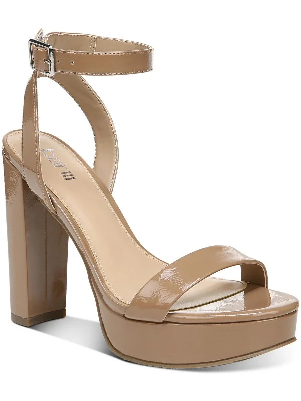 Ivy  Womens Patent Ankle Strap Platform Sandals