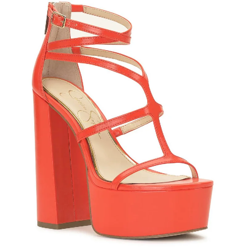 Jessica Simpson Womens Aamina Patent Strappy Platform Heels