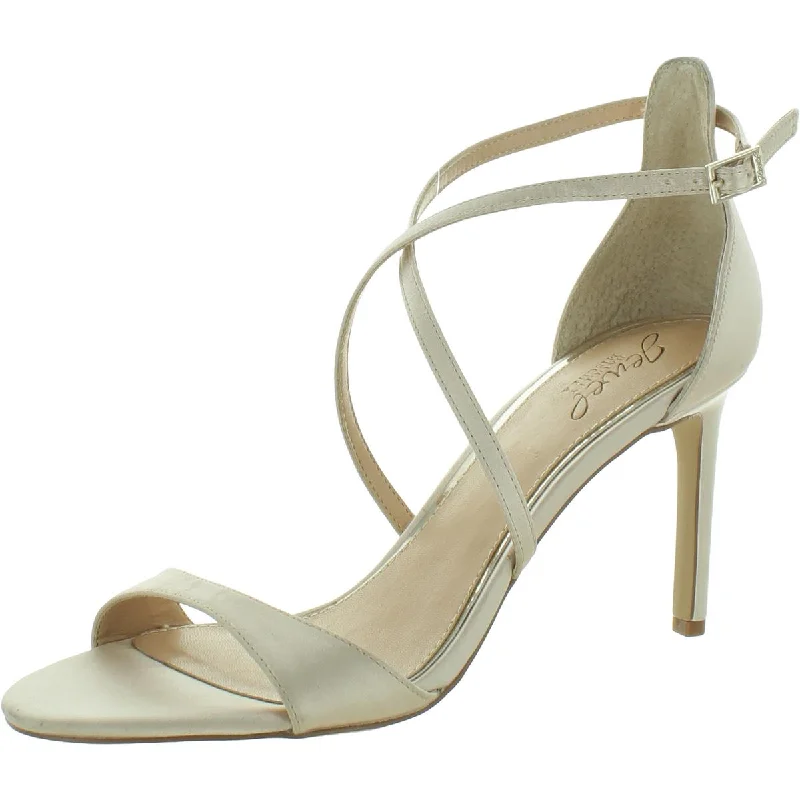 Jewel Badgley Mischka Womens Satin Criss Cross Ankle Strap Pumps