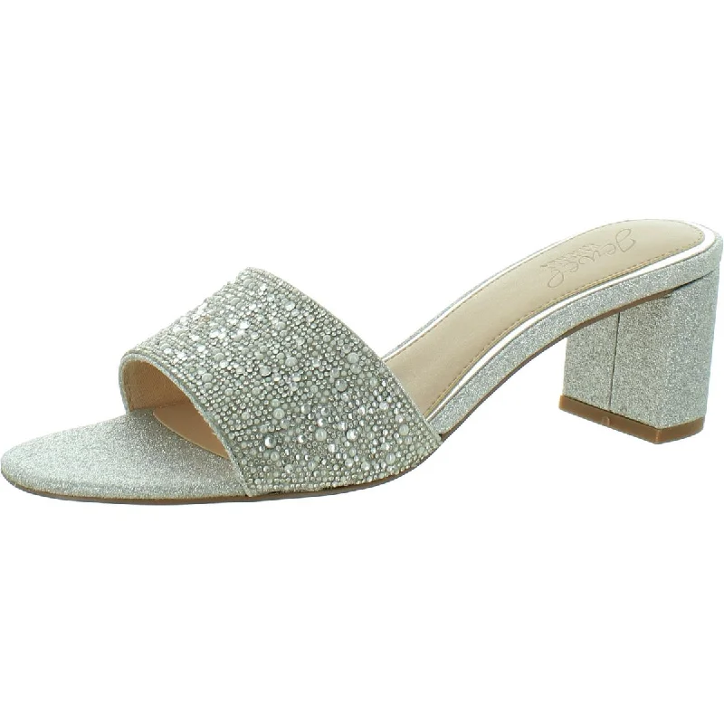 Jewel Badgley Mischka Womens Shimmer Slide Pumps