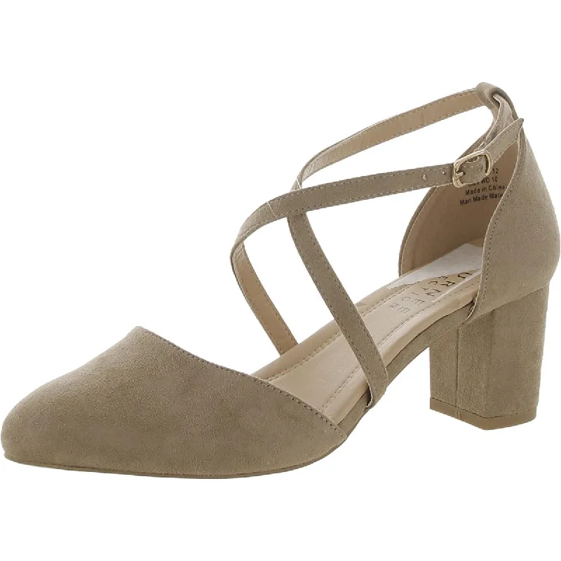 Journee Collection Womens Ankle strap Almond toe Block Heels