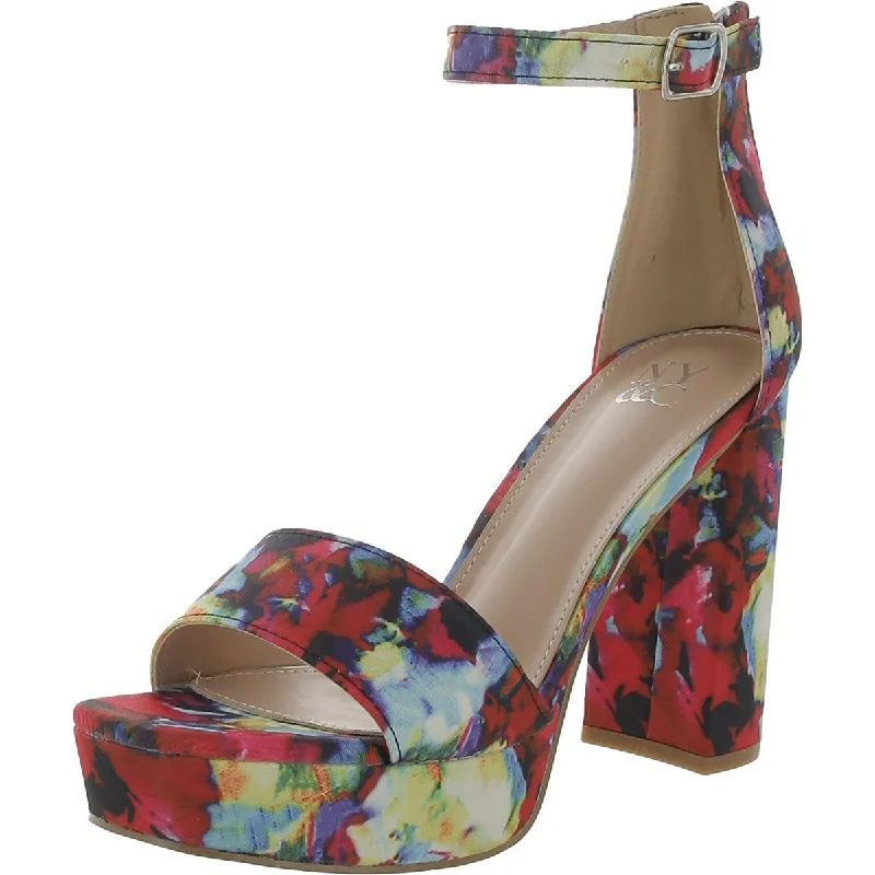 New York & Company Womens Floral Pattern Square Toe Platform Heels