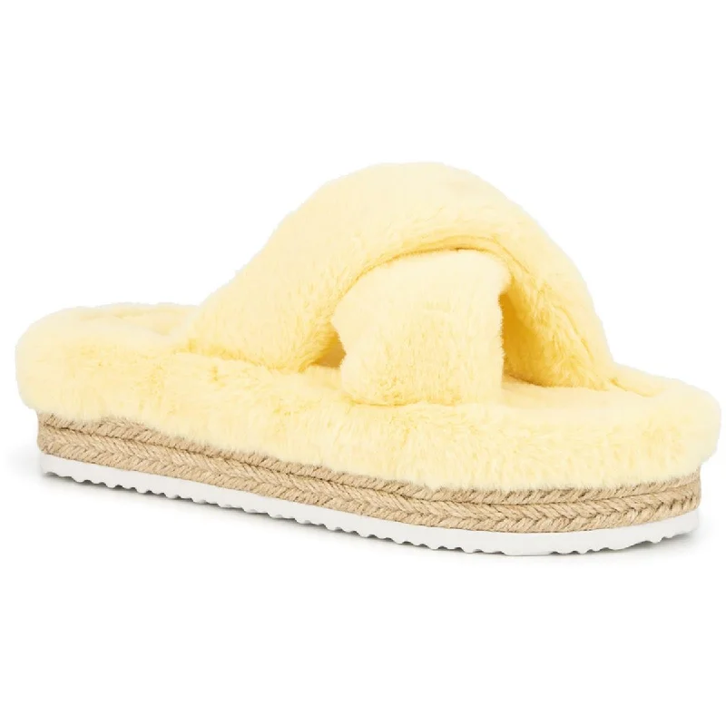 Olivia Miller Womens Morciano Faux Fur Slip-On Espadrilles