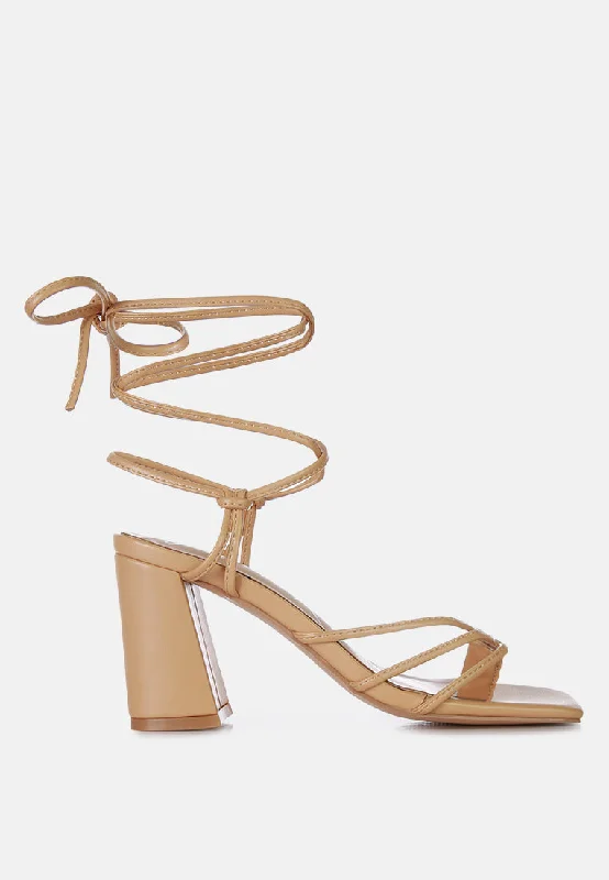 piri toe ring tie up block sandals