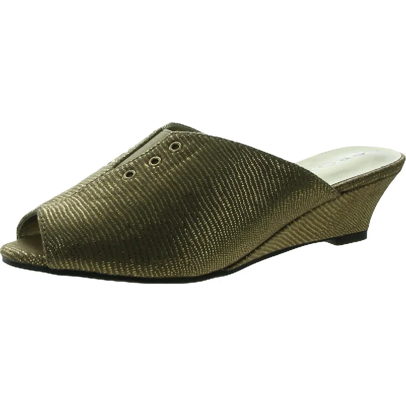 Proxy Womens Aubine Metallic Slip On Wedge Heels