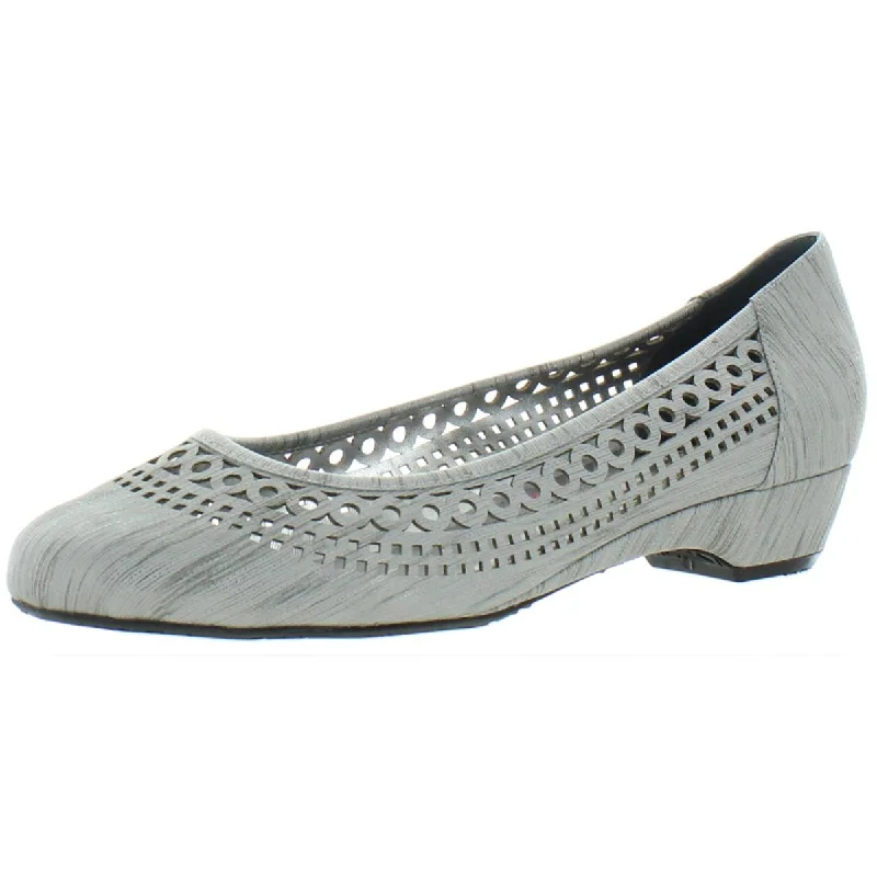 Ros Hommerson Womens Tina Slip On Laser Cut Kitten Heels