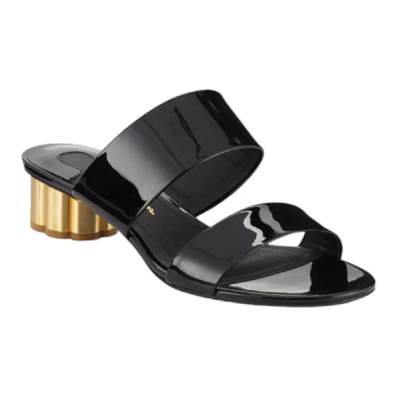 SALVATORE FERRAGAMO Belluno Women's 0671048 Nero Patent Sandal