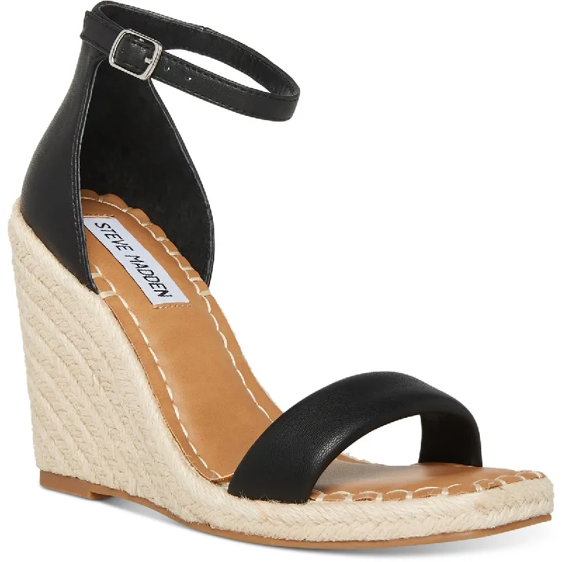 Steve Madden Womens Submit Faux Leather Ankle Strap Espadrilles