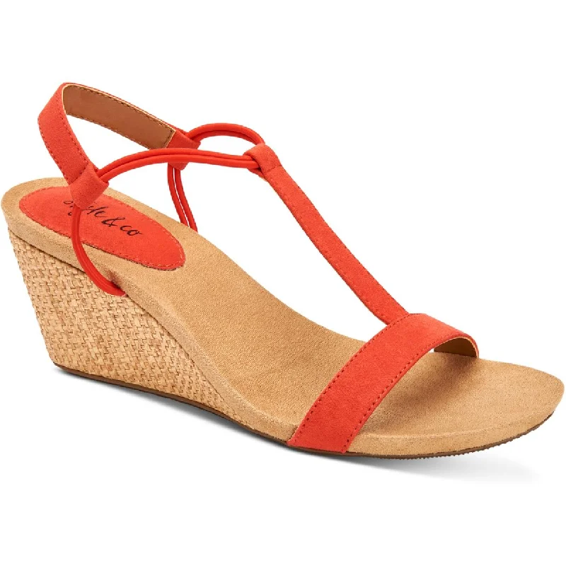 Style & Co. Womens MulanF Faux Suede Slip On Wedge Sandals