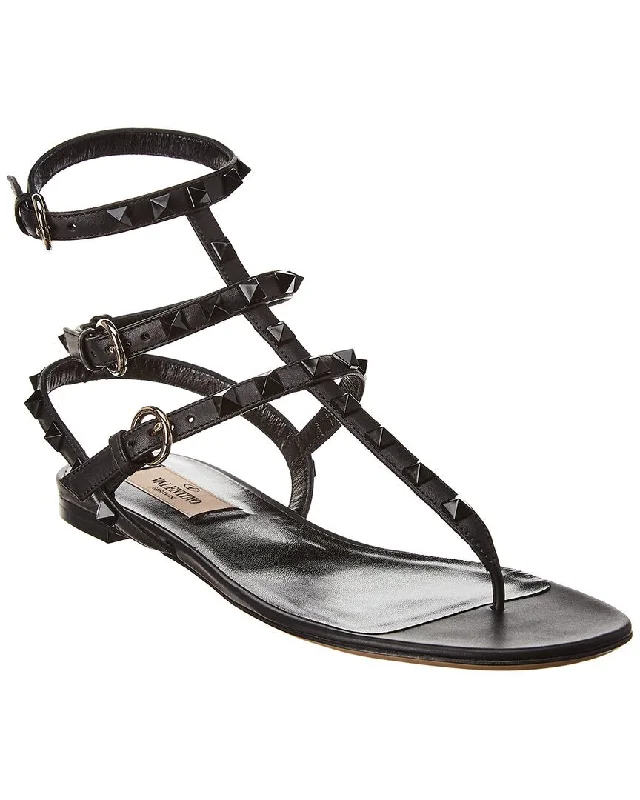 Valentino Rockstud Caged Leather Ankle Strap Sandal