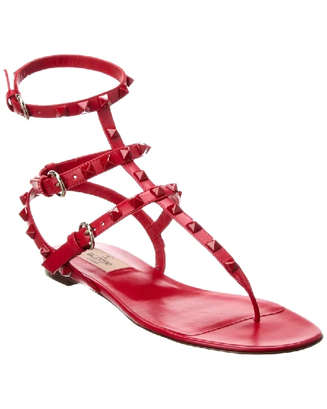 Valentino Rockstud Caged Leather Ankle Strap Sandal