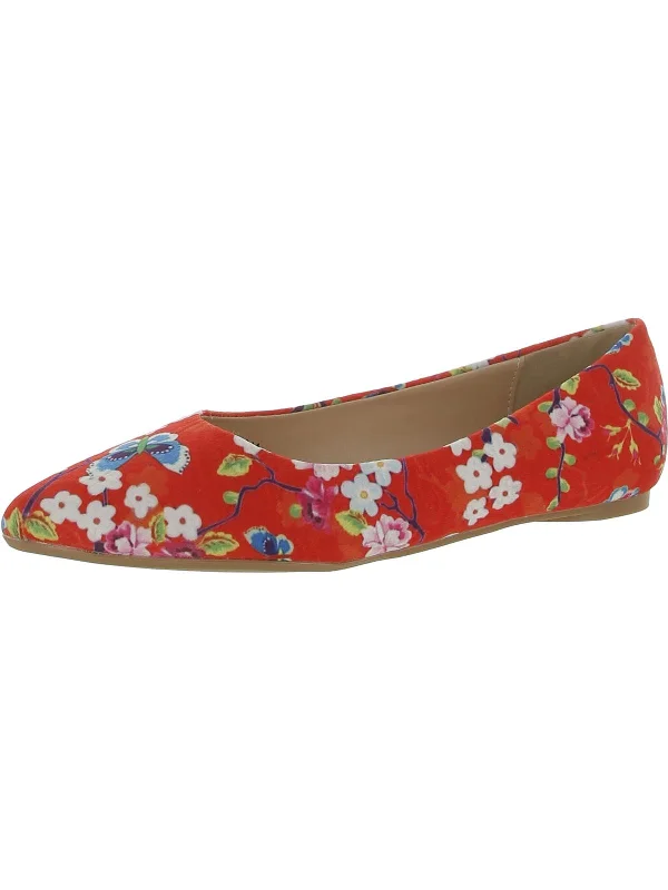 Aaron SF Womens Floral Slip On Ballet Flats