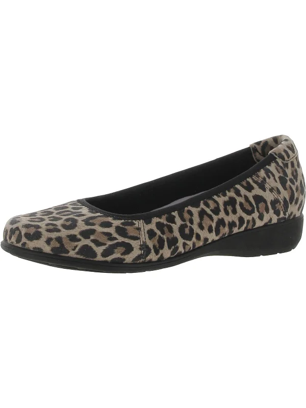 Abbey Womens Leather Slip-On Ballet Flats