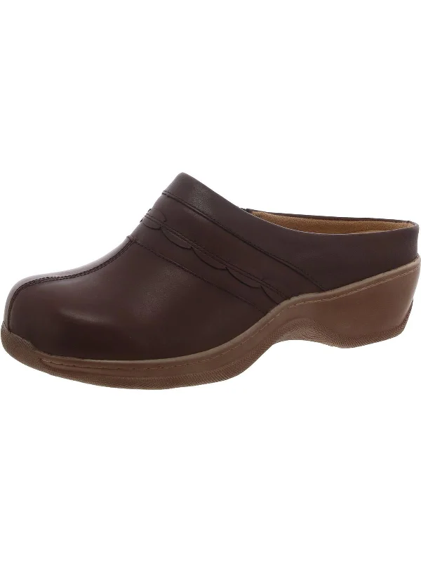 Amber Womens Leather Wedge Clogs