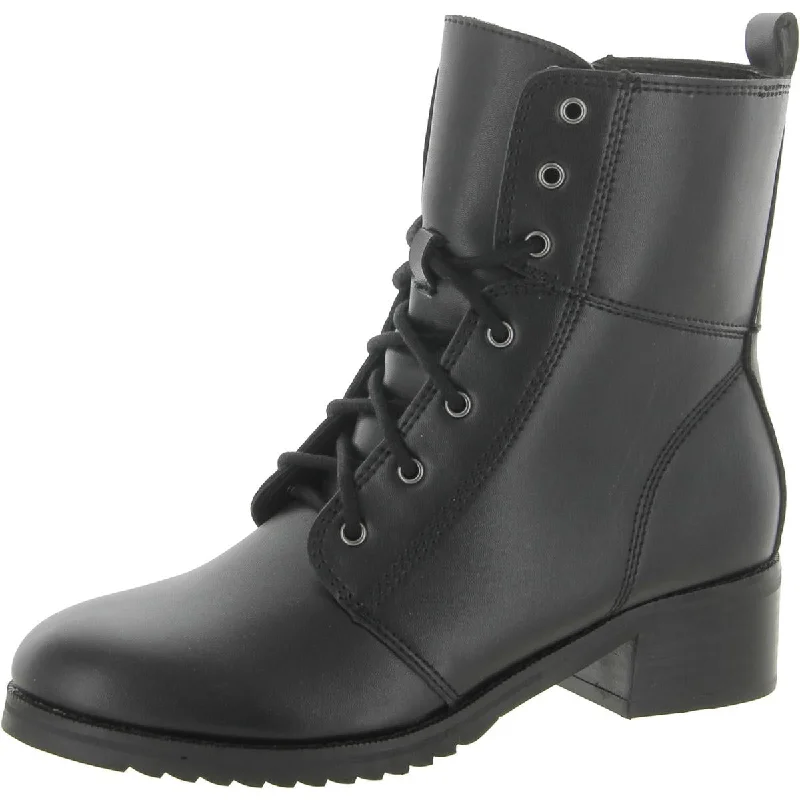 Aqua College Womens Bassii Leather Ankle Combat & Lace-up Boots