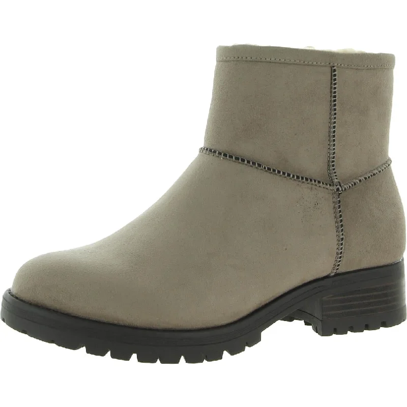 BC Footwear Women's Pay Up Vegan Suede Shearling Lug Sole Ankle Booties