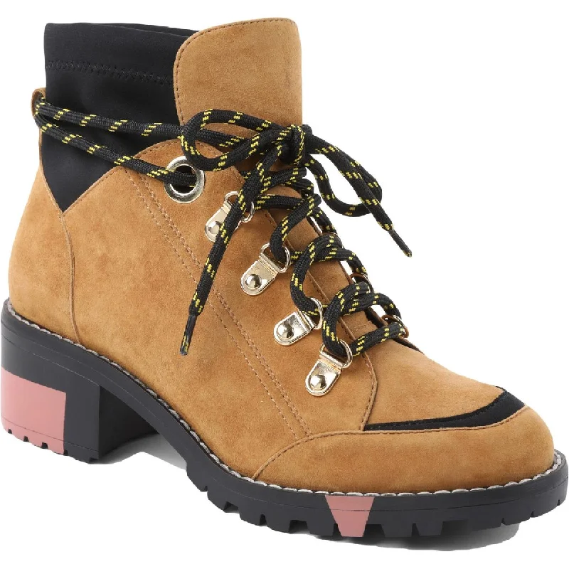 BCBGeneration Nalli Women's Suede Mixed Media Lace-Up Hiker Bootie