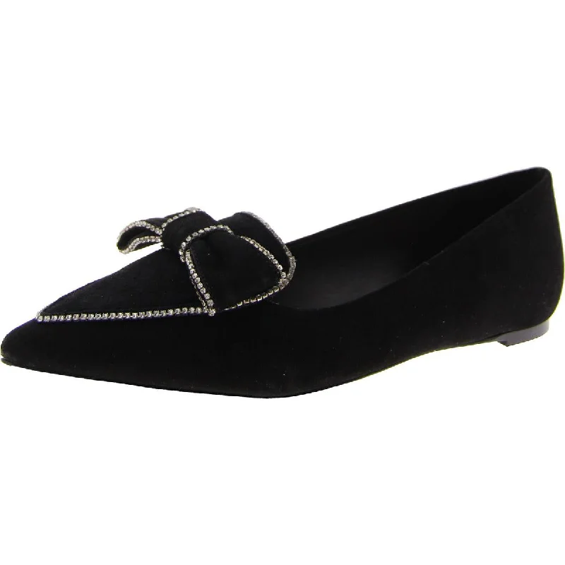 Be Dazzled Womens Embellished Suede Flat Shoes