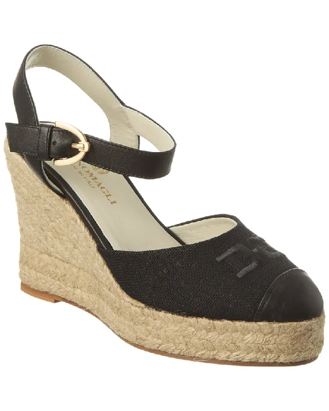 All-Day Comfort Shoes Sale Bruno Magli Marella Canvas & Leather Wedge Sandal