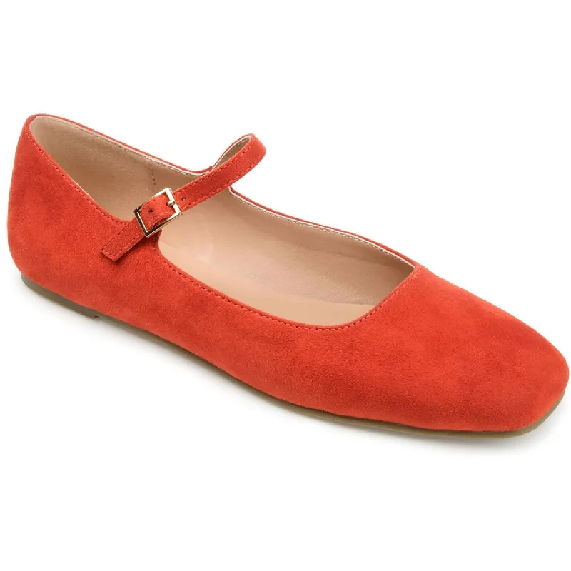 Carrie Womens Faux Suede Slip On Ballet Flats