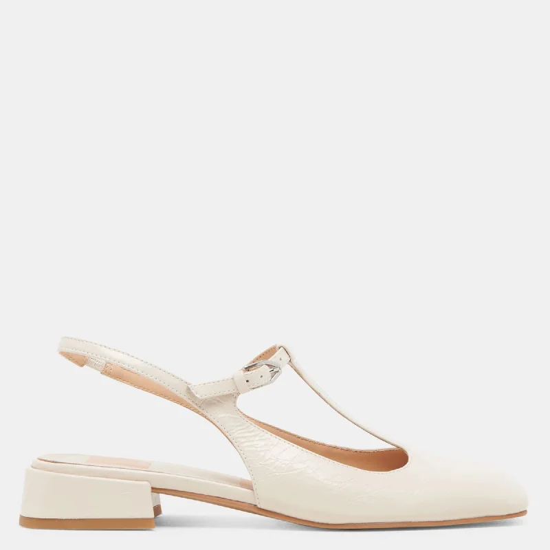 Deidra Flats Cream Leather