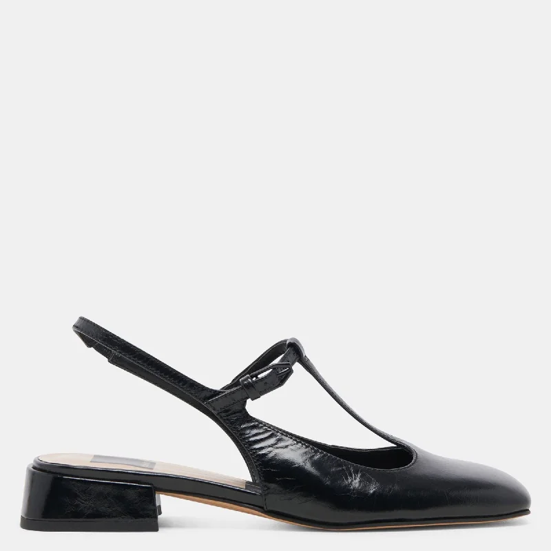 Deidra Flats Midnight Crinkle Patent Leather