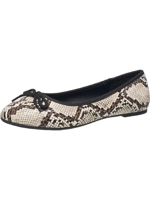 Diana Womens Faux Leather Snake Print Ballet Flats