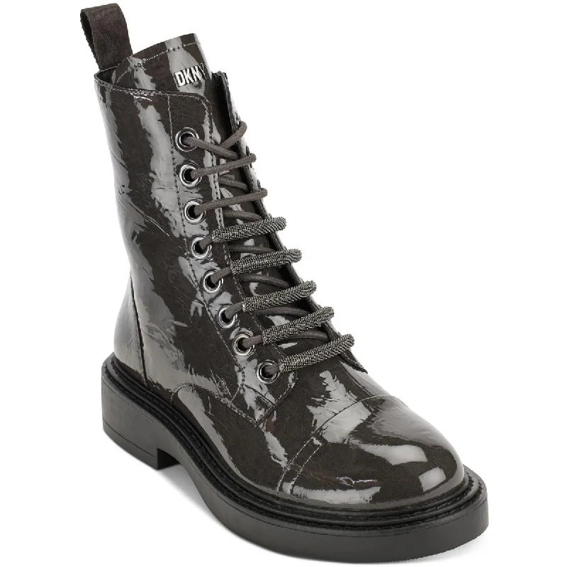 DKNY Womens Malaya COMBAT LACE-UP Motorcycle Boots