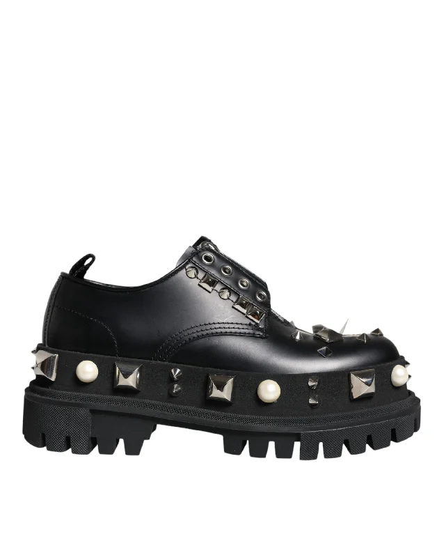 Dolce & Gabbana  Leather Embellished Derby Formal Women's Shoes