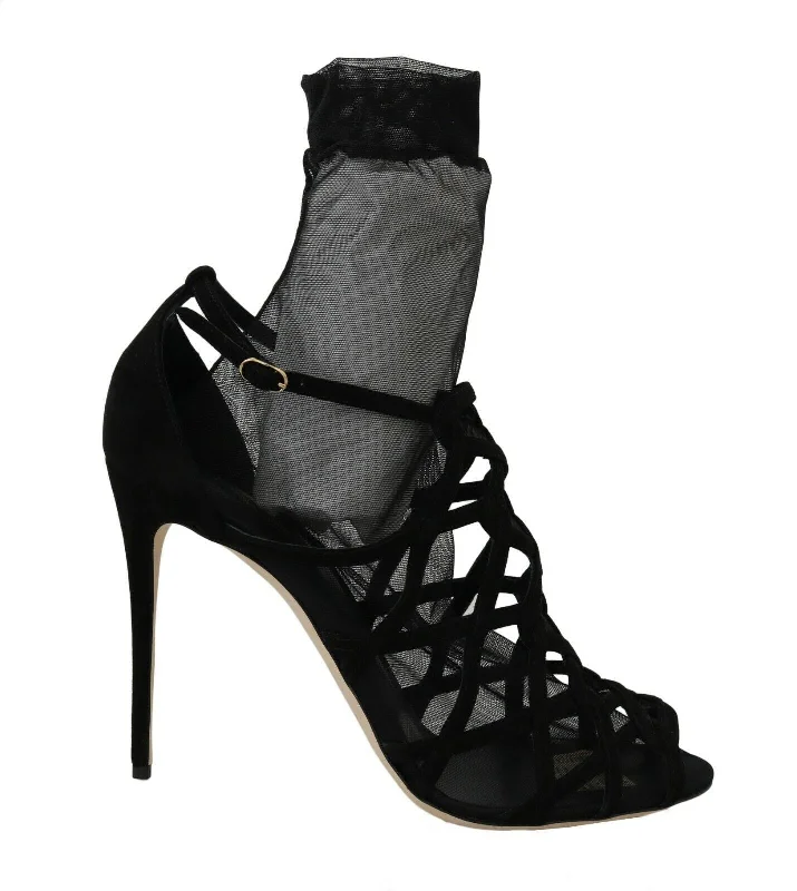 Limited Edition Dolce & Gabbana  Suede Tulle Ankle Boot Women's Sandals