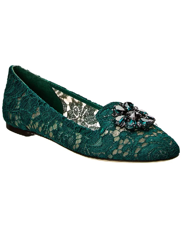 Dolce & Gabbana Vally Embellished Taormina Lace Flat