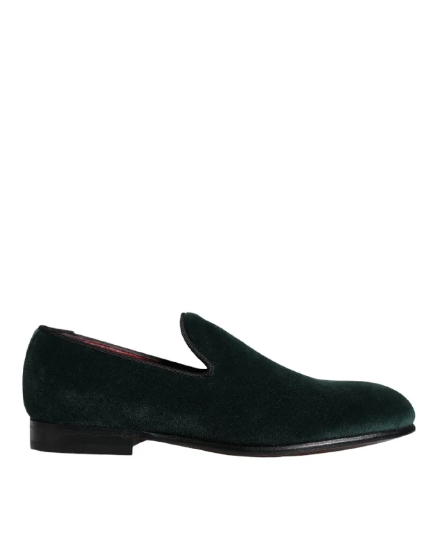 Dolce & Gabbana  Velvet Slip On Loafers Flats Women's Shoes