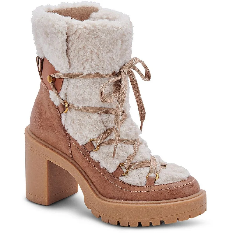 Dolce Vita Womens Celtic Faux Fur WInter Block Heels