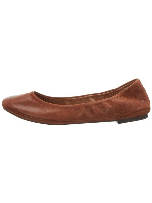 Emmie Womens Leather Round Toe Ballet Flats