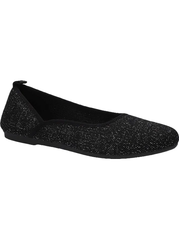 Fe Womens Knit Glitter Ballet Flats