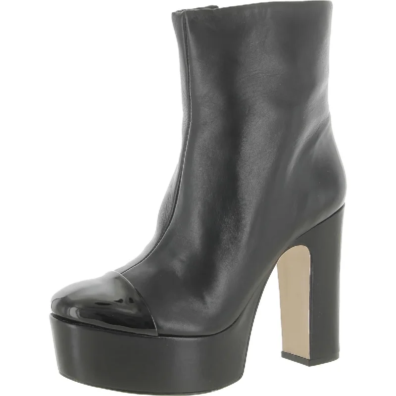 Franco Sarto Womens Valeria Leather Platforms Booties