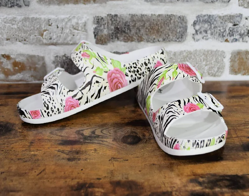 Limited Styles Gypsy Jazz Mama Mia Sandals In White/black/pink