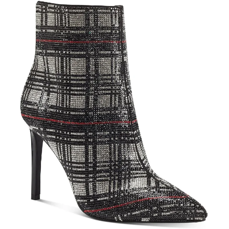 INC Womens Reisa 4 Rhinestone Plaid Booties