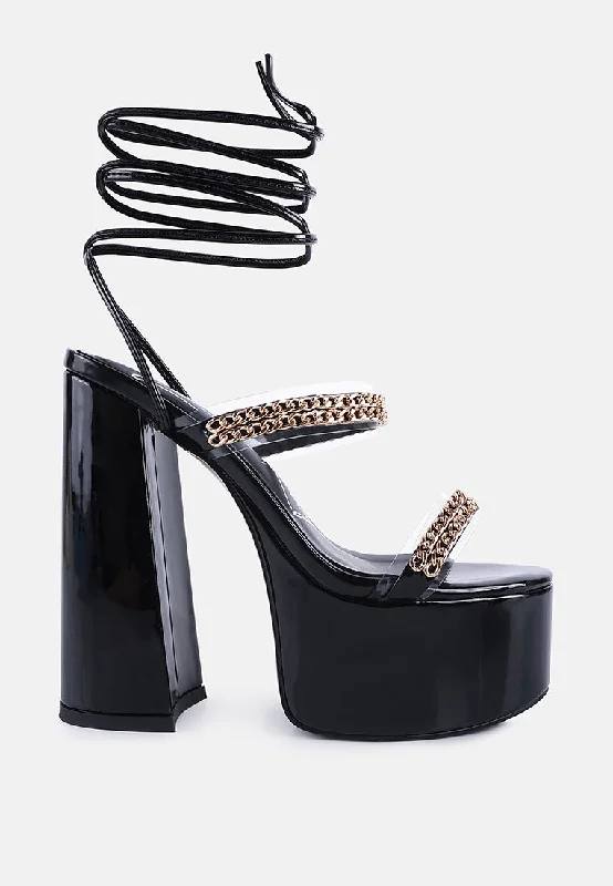 Designer Casual Shoes indulgence metal chain lace up chunky sandals