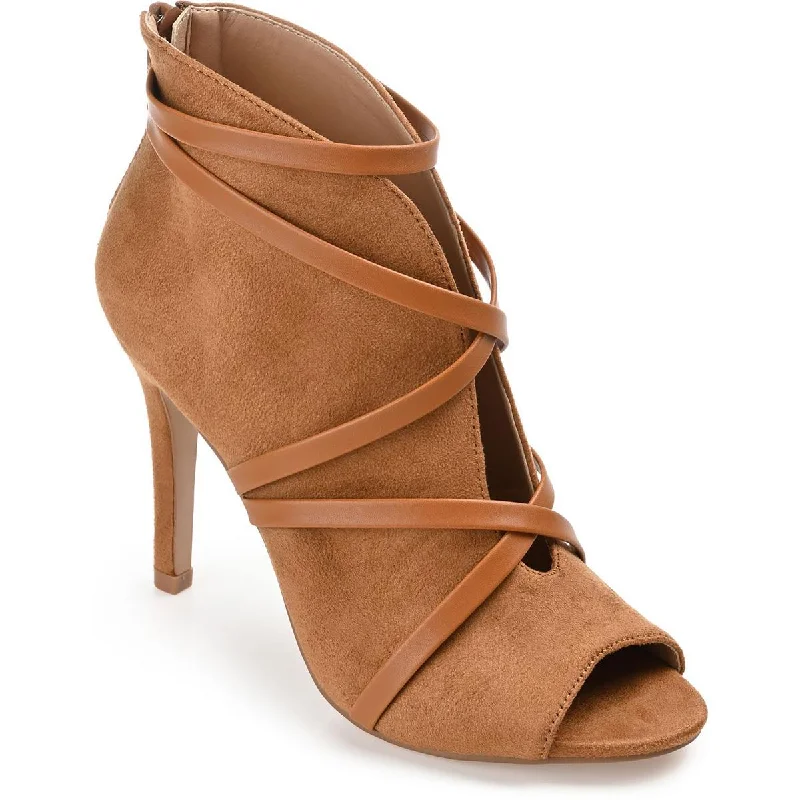 Journee Collection Womens Samara Faux Suede Peep Toe Booties