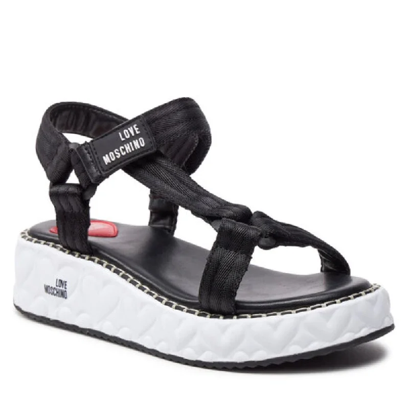 Flash Sales Today Love Moschino Women's Black Wedge Sandals Shoes