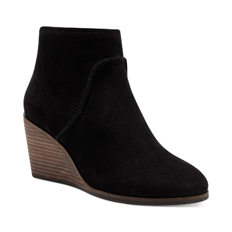 Lucky Brand Zanta Women's Leather Wedge Pull On Ankle Booties