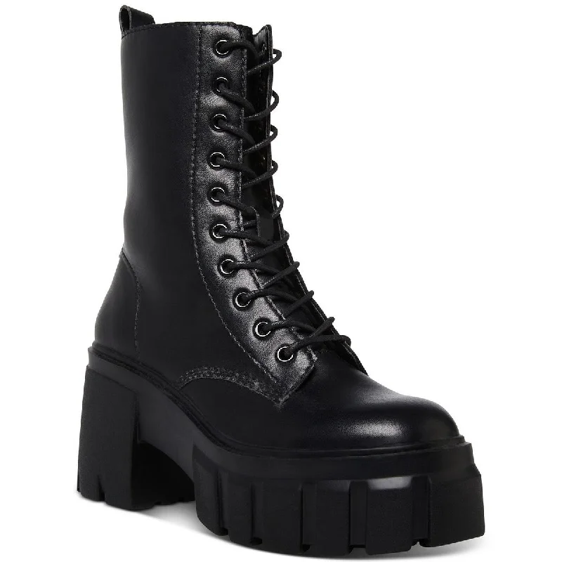 Madden Girl Womens Guster Zipper Chunky Combat & Lace-up Boots